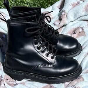 Dr. Martens 1460 Mono Black Combat Boots Lace-Up Women’s Size 6, Men's 5